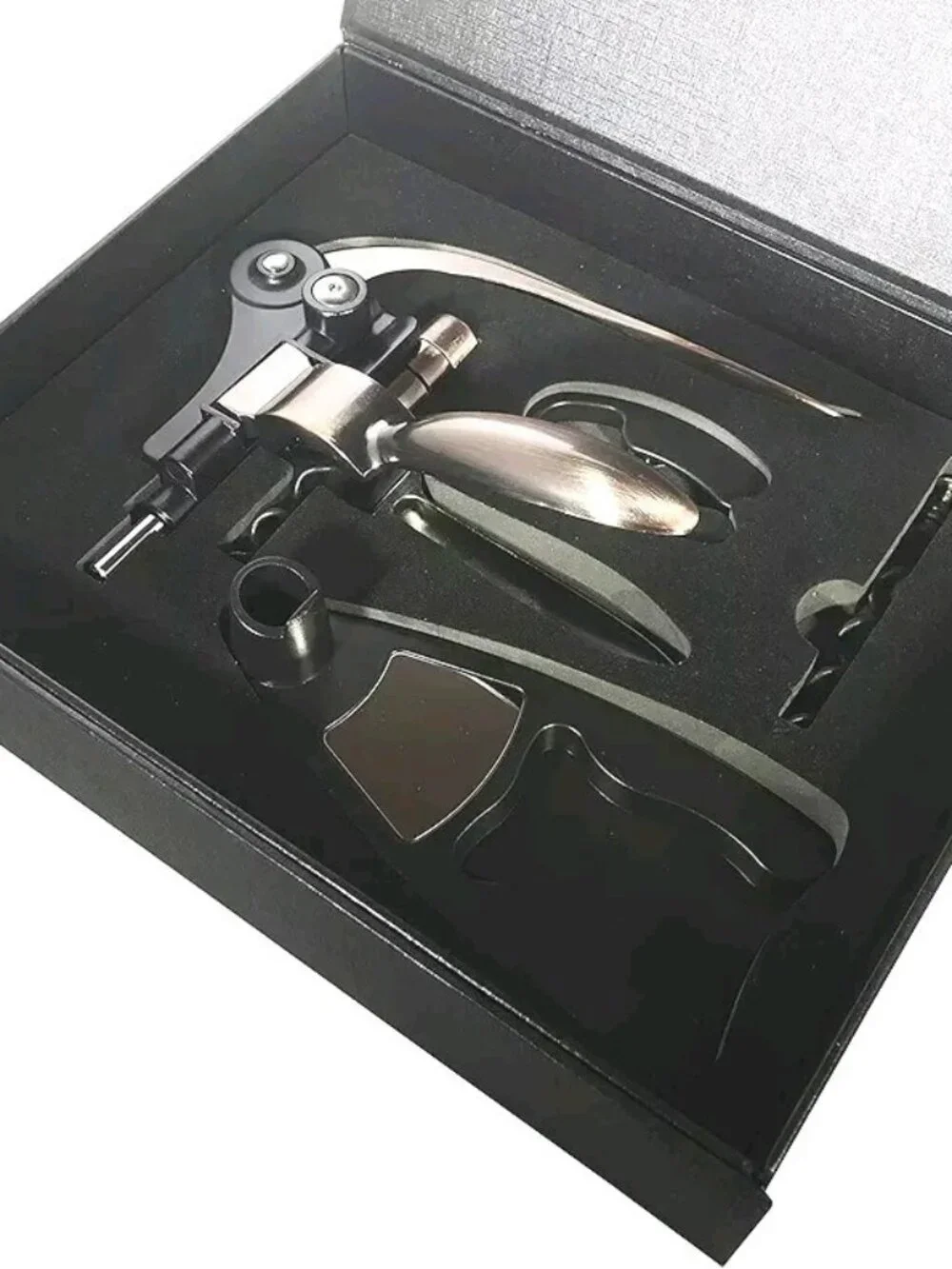 Wine Bottle Corkscrew Ergonomic Handle + Spare Coil, Foil Remover & Stand BRONZE
